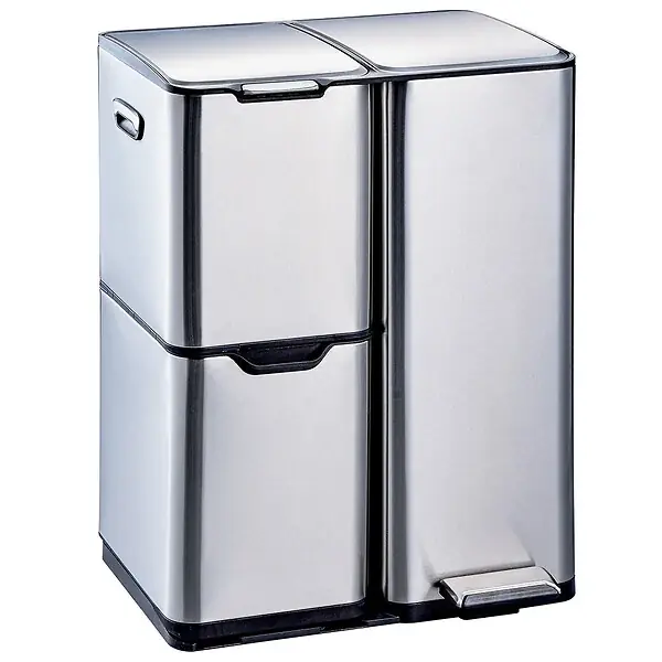 Poubelle pédale tri sélectif HAJA argent 60L KITCHEN MOVE Soldes