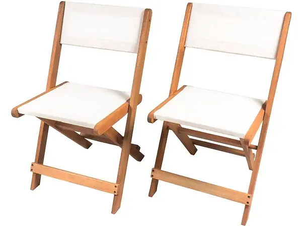 Retour Gratuit Lot de 2 chaises pliantes en bois exotique "Seoul" - Maple - Beige HABITAT ET JARDIN