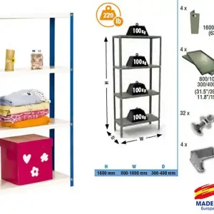 Acheter Direct SimonRack - Etagère de rangement 1600x800x400mm Bleu/Blanc Charge 100Kg - Homeclassic Colour MINI 4/400 SIMONRACK SIMON RACK