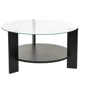 Prix Bas Table basse en bois "Clara" - 75 x 75 x 40 cm - Bois NoirTransparent HABITAT ET JARDIN