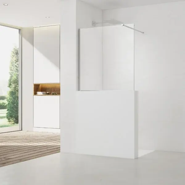 Commande En Gros Swiss Aqua Technologies Pare-muret 100x100cm Paroi en verre Crystal Glass® 8 mm anticalcaire, avec bras et profilés chrome brillant (SATBWIS100PR)