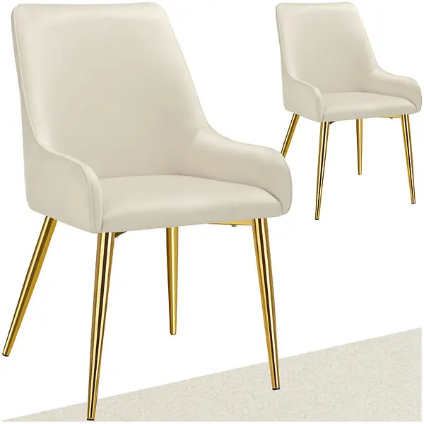 Achetez Aujourd'hui Lot 2 chaises rembourrées aspect velours forme ergonomique beige TECTAKE