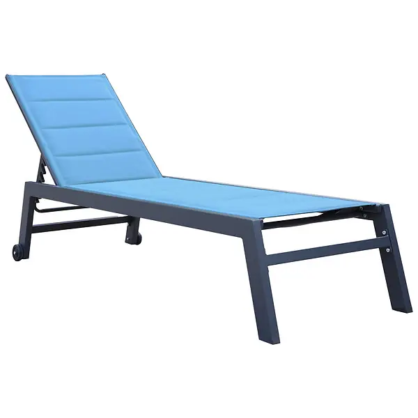 Bain de soleil BARBADOS en textilène bleu gris - aluminium anthracite HAPPY GARDEN Bon Plan
