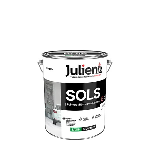 Authentique Peinture sol satinée - Résistance Extrême - Blanc 5L JULIEN