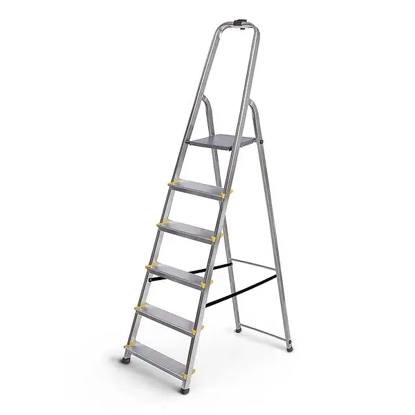 Escabeau 6 marches DURA pliable, marchepied léger en aluminium, hauteur plateforme 119cm, pieds antidérapants, charge 150kg, garantie 5 ans Hoström HOSTRÖM Populaire