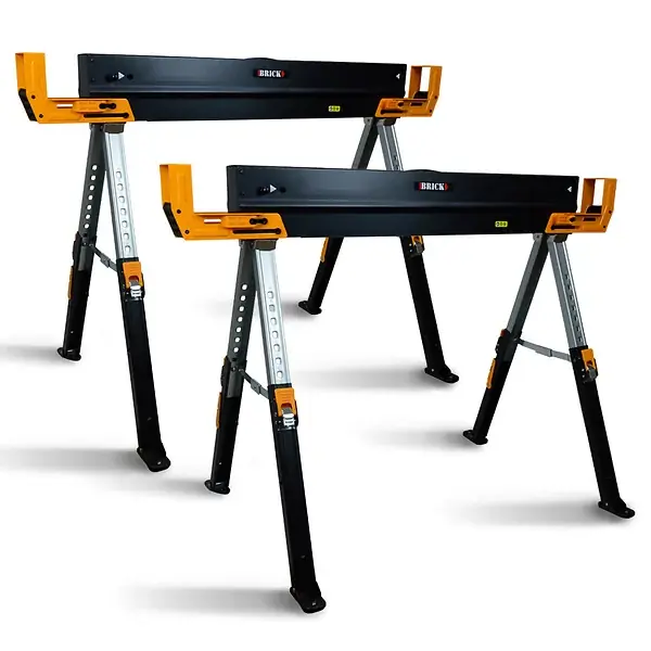 Quantité Limitée Lot de 2 tréteaux d atelier métalliques pliables et téléscopiques - Charge max 1180kg BRICK