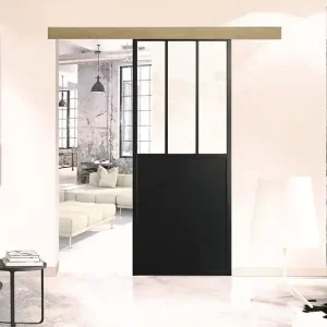 Porte coulissante Atelier - Noir mat - 83x204x4cm OPTIMUM Produit De Marque