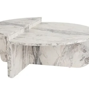 Promotion Table basse en bois "Orion" 90 x 60 x 30 cm - Marbre de Freesia HABITAT ET JARDIN