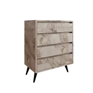 Authentique Commode en bois "Suvera" - 70 x 40 x 86 cm - Beige marbré HABITAT ET JARDIN