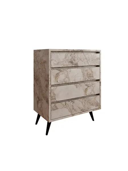 Authentique Commode en bois "Suvera" - 70 x 40 x 86 cm - Beige marbré HABITAT ET JARDIN