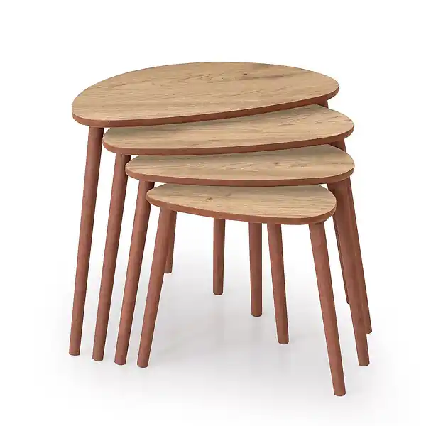 Table gigogne (4 pièces) en bois "Nora" 68 x 45 x 55 cm - Chêne HABITAT ET JARDIN Jusqu'à Épuisement Des Stocks