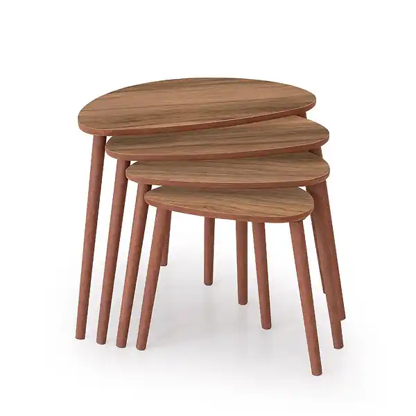 Table gigogne (4 pièces) en bois "Nora" 68 x 45 x 55 cm - Noyer HABITAT ET JARDIN Haute Qualité