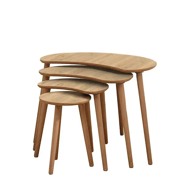Prix Bas Table gigogne (4 pièces) en bois "Moon" 40 x 75 x 55 cm - Chêne HABITAT ET JARDIN