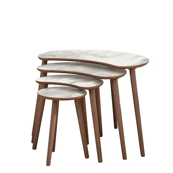 Commander Maintenant Table gigogne (4 pièces) en bois "Moon" 40 x 75 x 55 cm - Blanc HABITAT ET JARDIN
