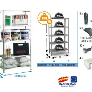 Simon Rack - Etagère Confort 2000x1100x500mm Gris foncé Charge 90Kg - Comfort SUPERPLUS 5/500 SIMONRACK Meilleur Prix