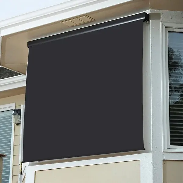 Store vertical 1,4 x 2,5 m enrouleur extérieur terrasse ou balcon - Armature Anthracite mat - Toile Gris anthracite COTE STORE Jusqu'à Épuisement Des Stocks