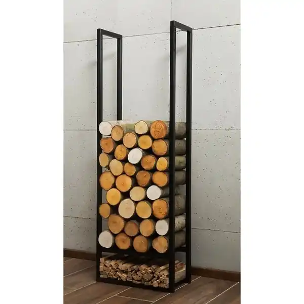 Porte bûches rectangulaire ATOS en acier noir 120x40x20cm COOK KING Soldes