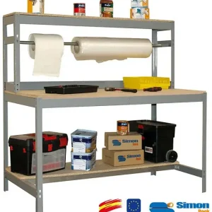 SimonRack - Kit Etabli 1440x900x750mm - BT-4 900 GRIS FONCE/BOIS Simon Rack Pas Cher
