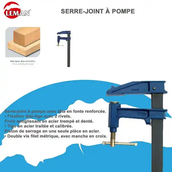 Offre Exclusive Serre-Joint à Pompe Tige Acier Saillie 120 Section 35x8 Serrage 600 Leman