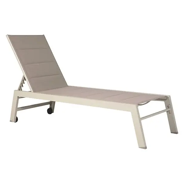 Bain de soleil BARBADOS en textilène taupe - aluminium taupe HAPPY GARDEN Vente Flash