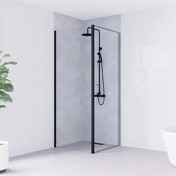 Paroi fixe complémentaire 90x190cm - Noir Mat KINDFORD Super Prix