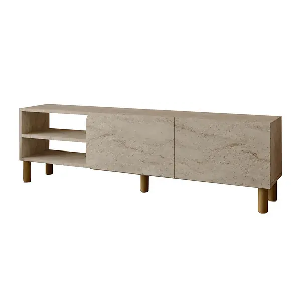 Meuble TV en bois "River" - 150 x 31 x 48 cm - Travertin HABITAT ET JARDIN Prix Cassé