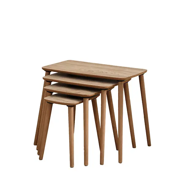 Promotion Table gigogne (4 pièces) en bois "Luci" 70 x 40 x 55 cm - Chêne HABITAT ET JARDIN