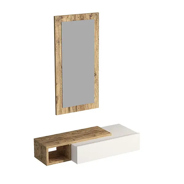 Console avec miroir en bois "Vien " - 82 x 29 x 15 cm - Blanc HABITAT ET JARDIN Commande En Gros