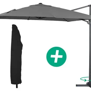 Parasol jardin déporté Alu "Sun 3" - Carré - 3 x 3 m - Gris + housse de protection HABITAT ET JARDIN Authentique