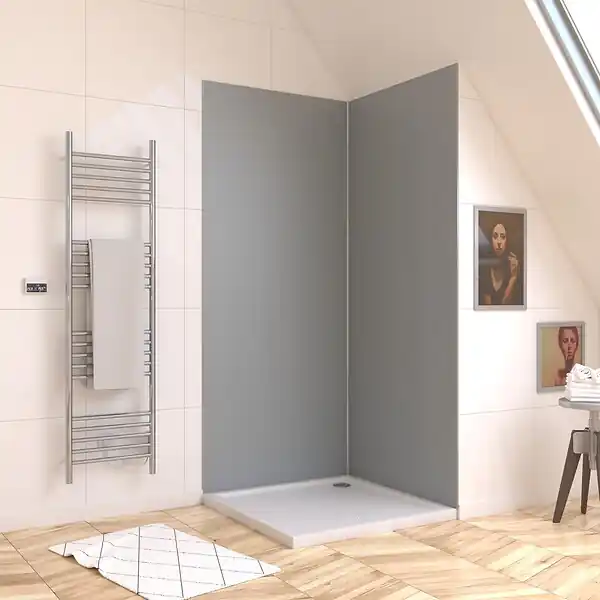 Vente Directe Panneau Mural Finition Aluminium Gris Clair Silver 90 x 210 cm - WALL‘IT SILVER AURLANE