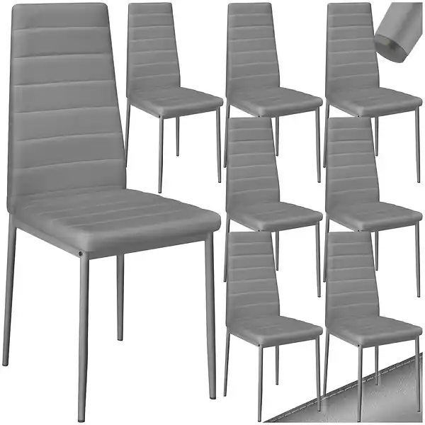 Offre Limitée Lot de 8 chaises avec strass Rembourrées en cuir synthétique gris TECTAKE