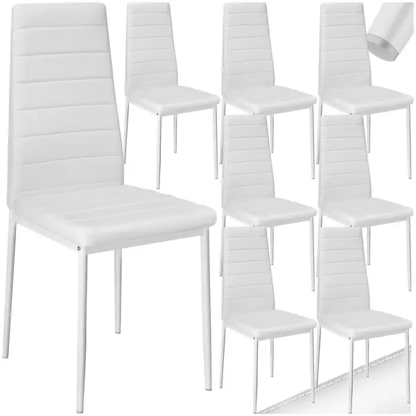 Lot de 8 chaises avec strass en cuir synthétique ergonomiques blanc TECTAKE Usine Directe