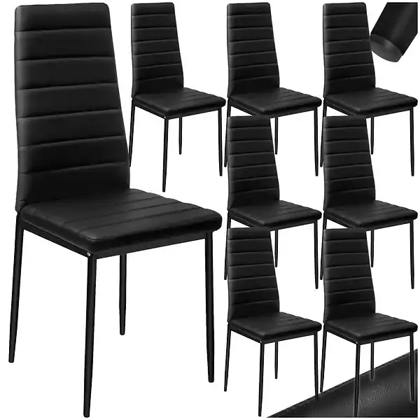 Lot de 8 chaises avec strass Rembourrées en cuir synthétique noir TECTAKE Retour Gratuit