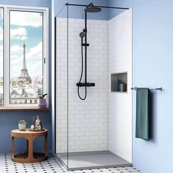 Ceramia Alda Receveur de douche 80x80cm + Siphon Eslim90. Pierre de synthèse, gris mat (ALD15-8080G-S) Haute Qualité