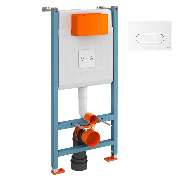 Certifié Bâti support VitrA V-Fix Core mur porteur + Plaque Root Round Blanche