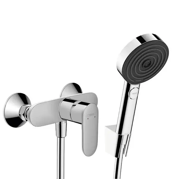 Achetez Aujourd'hui Hansgrohe Vernis Blend Set Mitigeur de douche + Douchette à main XXL 105mm 3 jets + Flexible de douche 125cm, support mural