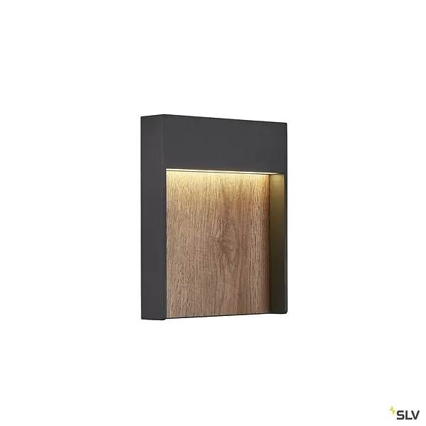 Meilleure Vente Applique extérieure FLATT anthracite/imitation bois avec LED intégrée, 14W, 3000K/4000K, IP65 SLV