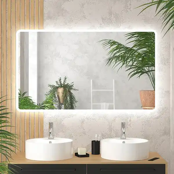 Miroir salle de bain avec eclairage LED - 120x70cm - GO LED AURLANE Commande En Gros