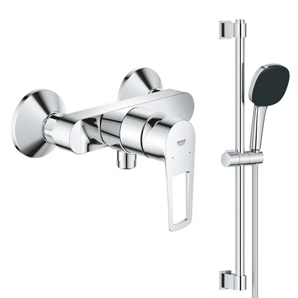Offre Limitée Pack mitigeur douche mécanique StartLoop + Ensemble de douche 2 jets avec barre Chromé GROHE