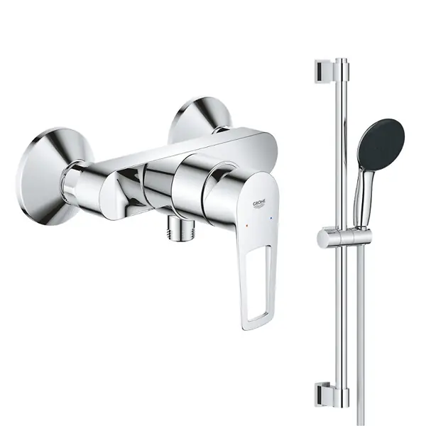 Pack mitigeur douche mécanique StartLoop + Ensemble de douche Start 2 jets avec barre Chromé GROHE Paiement Sécurisé