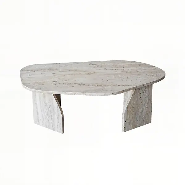 Table basse en bois "Rock" 100 x 60 x 35 cm - Travertin HABITAT ET JARDIN Achetez Aujourd'hui