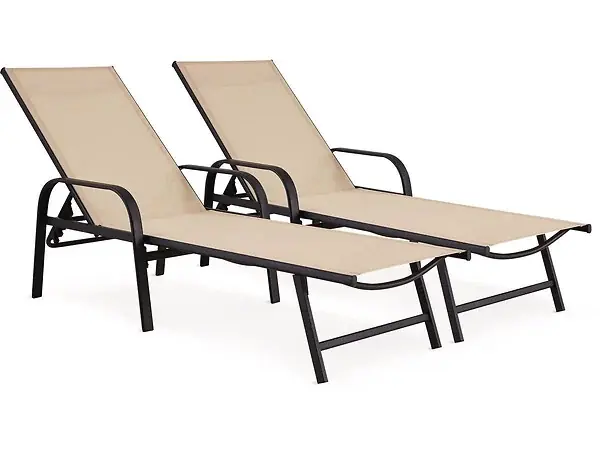 Lot de 2 Bains de soleil en métal "Farniente" - Beige HABITAT ET JARDIN Usine Directe