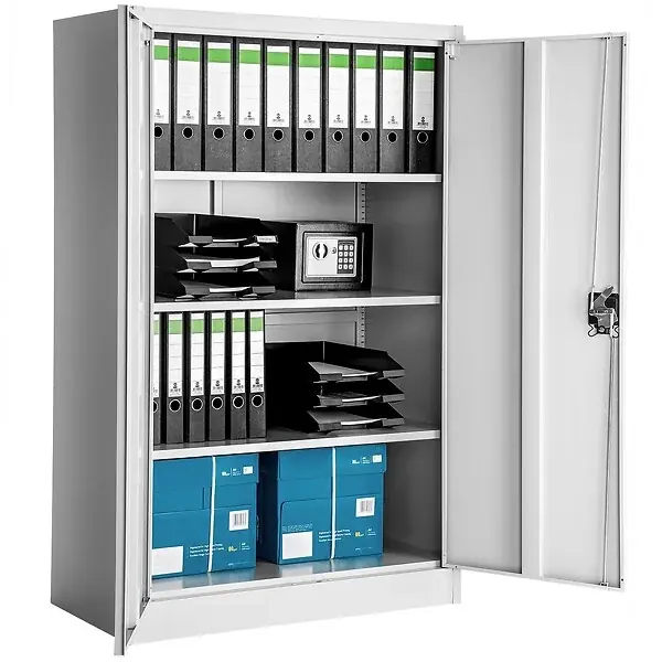 Armoire métallique verrouillable 4 niveaux gris en acier revêtement poudre 140x90x40 cm TECTAKE Solde