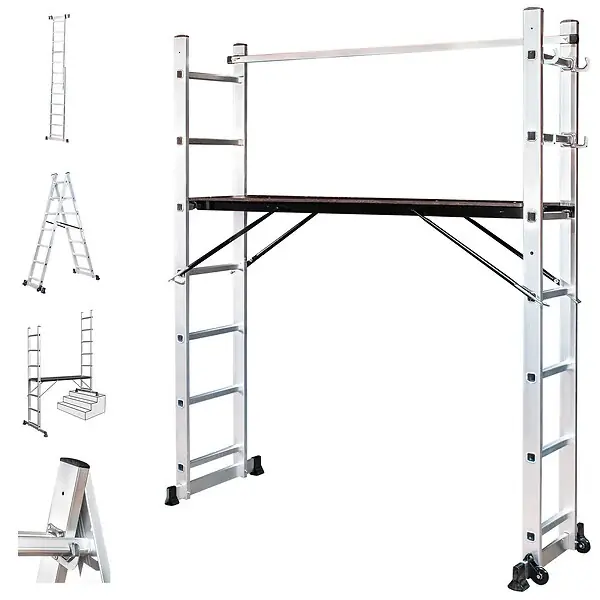 HOSTRÖM Echafaudage roulant SCAFFOLDAX2X7, échafaudage jardin et pliant multifonction 4 en 1, echelle 2 plans, H max Travail 4,74m, Garantie 5 ans HOSTRÃ–M Vente Flash