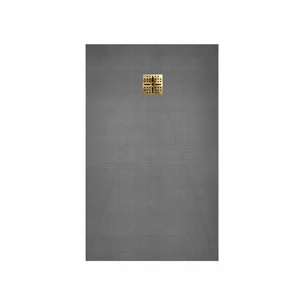 Receveur de Douche à Carreler 120x90cm avec Bonde à Sortie Horizontale - Grille Finition Or Brossé AURLANE Vente Directe
