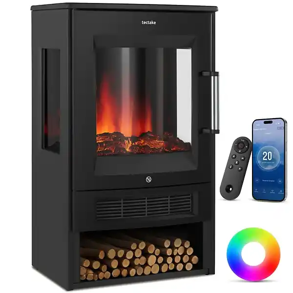 Cheminée électrique AIDAN avec 2 niveaux de chauffe noir TECTAKE Meilleure Vente