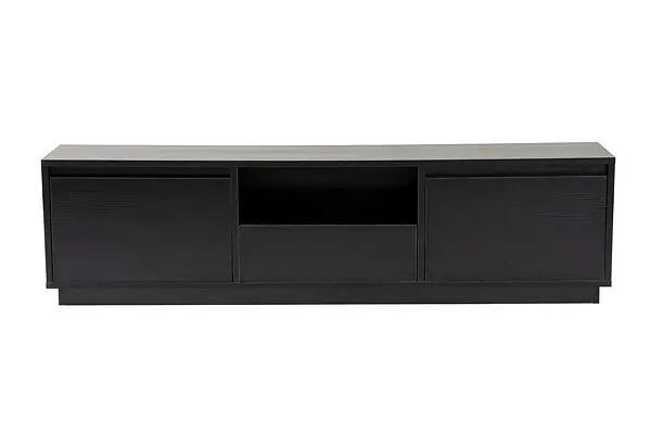 Prix Promo Meuble TV en bois "Vanguard" 160 x 30 x 42 cm - Bois Noir HABITAT ET JARDIN