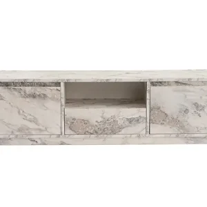 Satisfait Ou Remboursé Meuble TV en bois "Vanguard" 160 x 30 x 42 cm - Marbre de Freesia HABITAT ET JARDIN