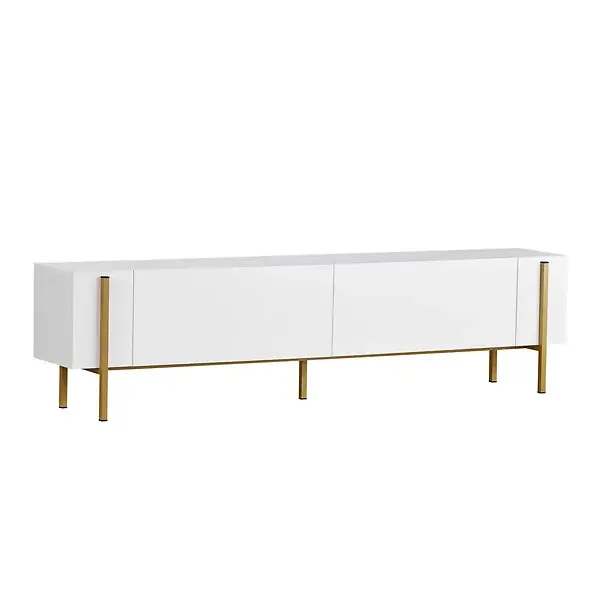 Quantité Limitée Meuble TV en bois "Nexus" - 180 x 30 x 45 cm - Blanc / Or HABITAT ET JARDIN