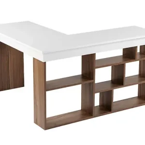 Meilleur Choix bureau en bois "Vesper" 130 x 120 x 72 cm - Noyer HABITAT ET JARDIN